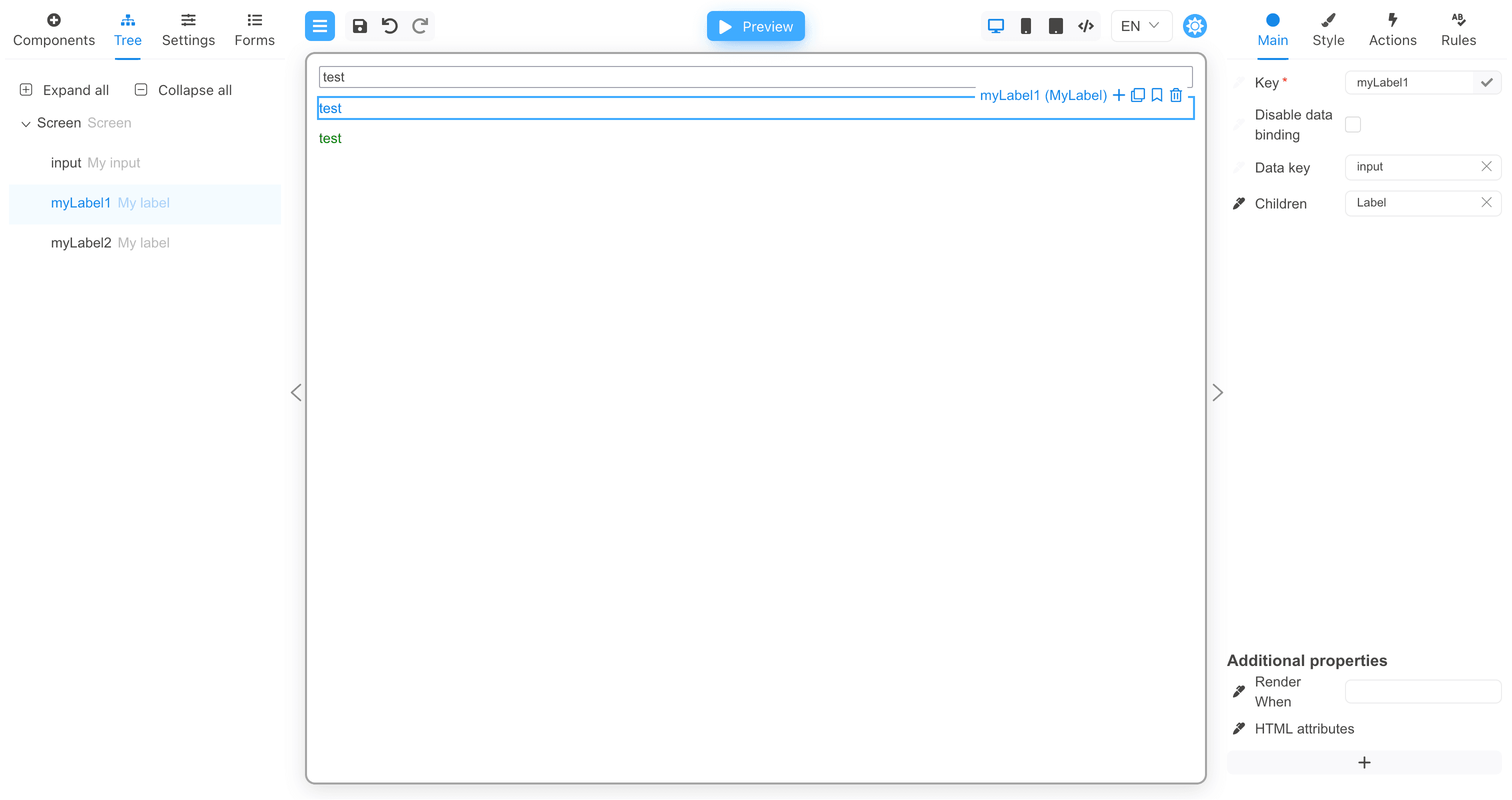 A one-way data binding form