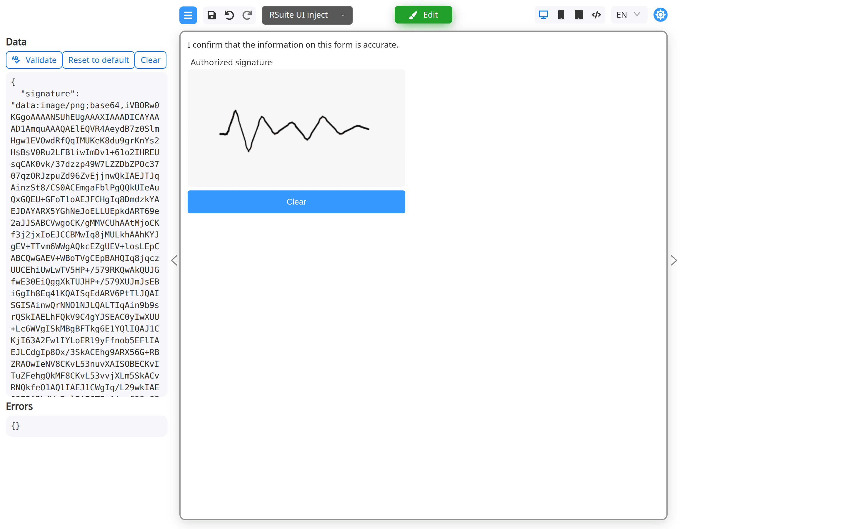 Signature pad in Preview after the user draws a signature.