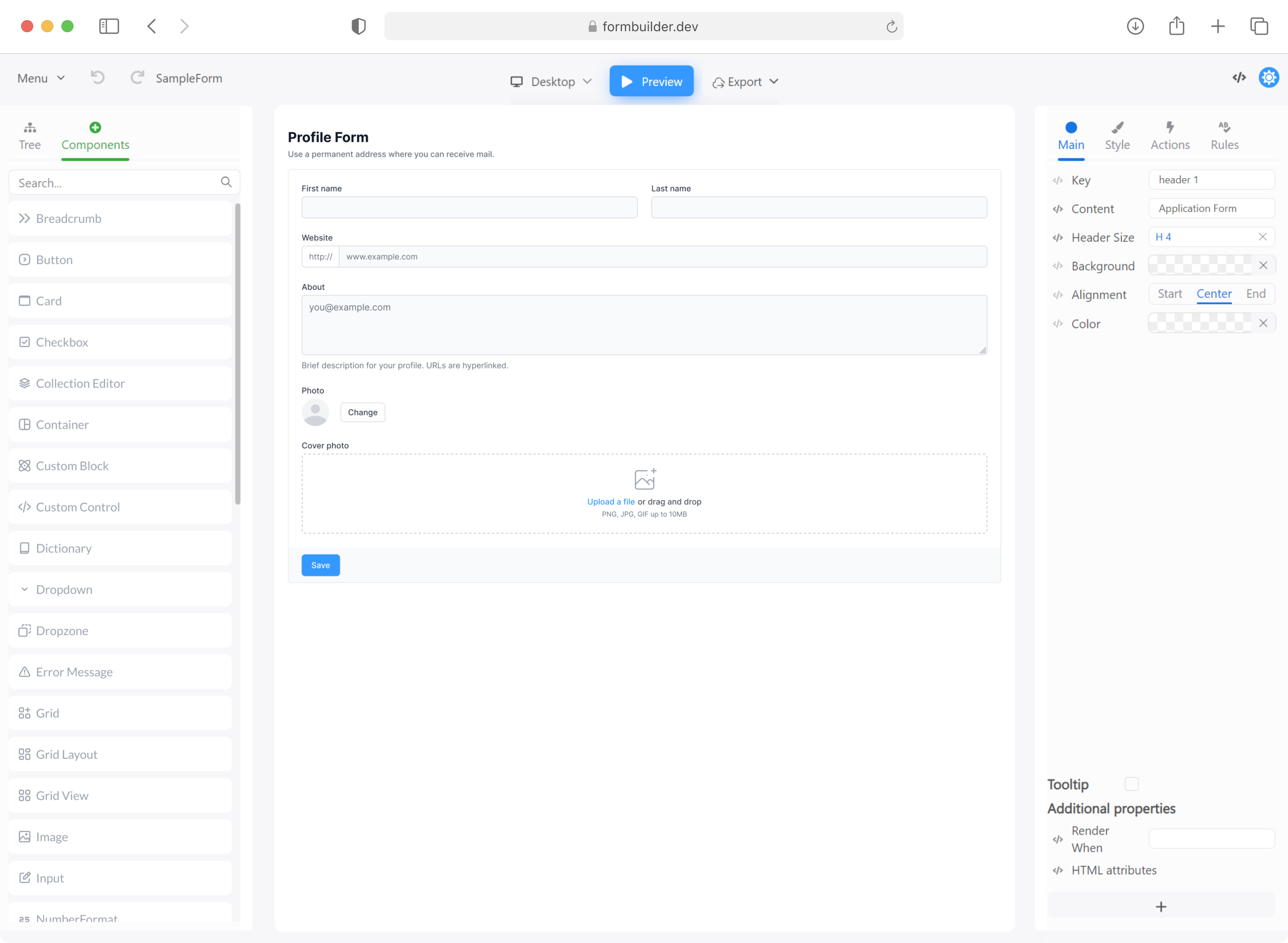 Drag and Drop React Form Builder